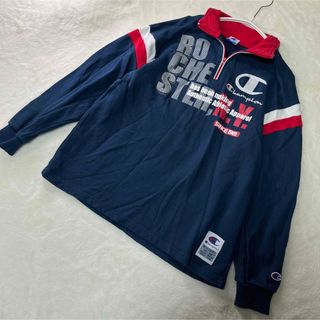 チャンピオン(Champion)のチャンピオンビックロゴ　ハーフジップトレーナー　スウェットブラック90s レトロ(その他)