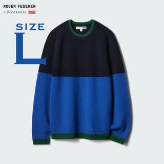 ユニクロ(UNIQLO)の完売品 プレミアムラムクルーネックセーター サイズ L  カラー NAVY(ニット/セーター)