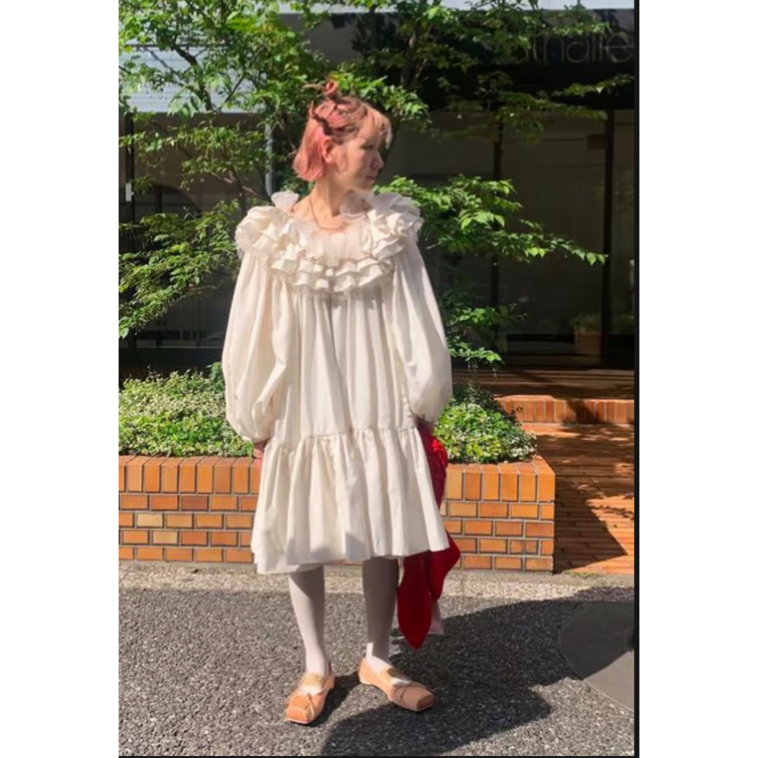 viviano Gathered Neck Ruffle Mini Dressひざ丈ワンピース