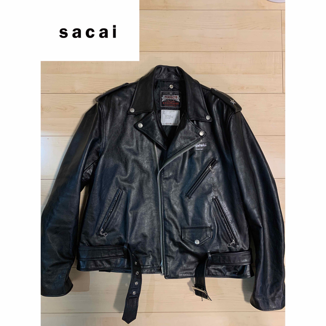 sacai(サカイ)のsacai × MADSAKI × Schott ライダースジャケット　サイズ3 メンズのジャケット/アウター(ライダースジャケット)の商品写真