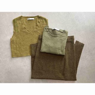 ザラ(ZARA)のザラ　スカート＆長袖ニット＆ニットベスト　(ニット/セーター)