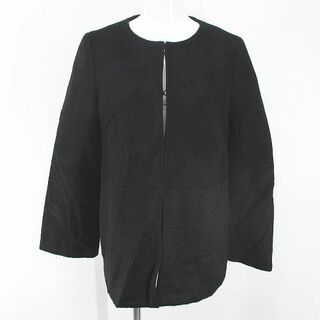 アナイ(ANAYI)のアナイ ノーカラーコート ミディアム丈 38 黒系 ブラック 日本製 切替 毛(その他)