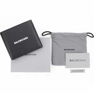 バレンシアガ(Balenciaga)のバレンシアガ 財布 二つ折り ブラック 黒色 ロゴ 小銭入れ カードケース 本革(折り財布)