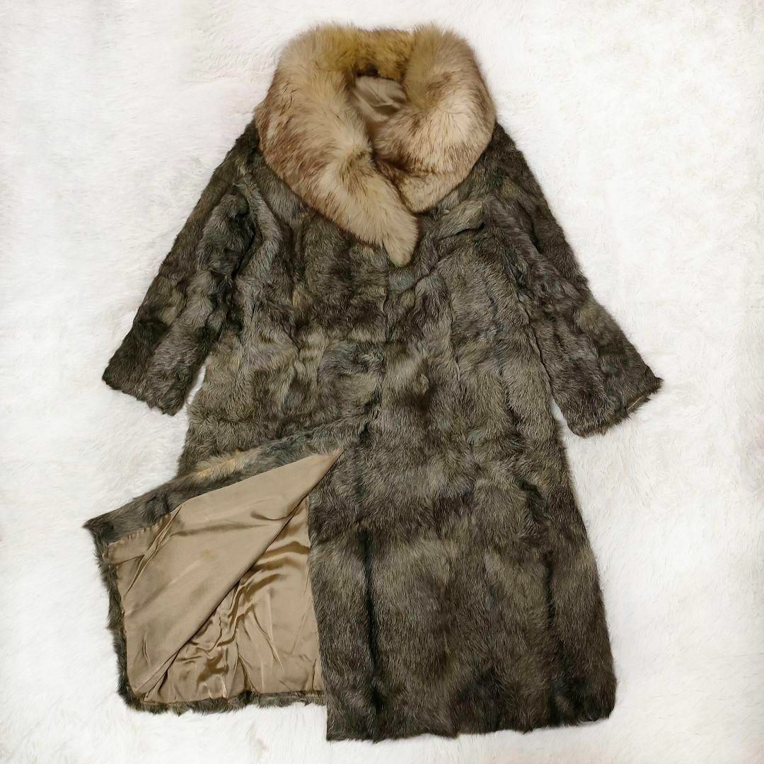 リアルファーコート 毛皮コート 13 長袖 ロングコート グレー 灰色 ベージュ | フリマアプリ ラクマ