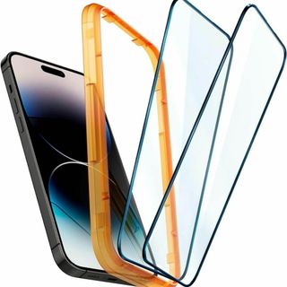 Spigen  全面保護 ガラスフィルム iPhone 14 Pro 用 2枚入(保護フィルム)