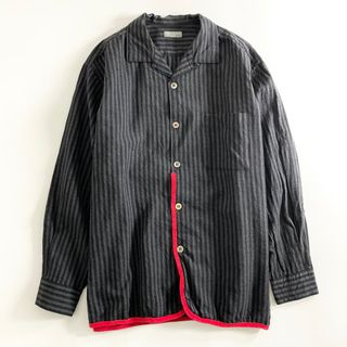 コムデギャルソン(COMME des GARCONS)の13A27 90s COMME des GARCONS HOMME コムデギャルソンオム 長袖シャツ ストライプシャツ パイピング  グレー ストライプ ウール100％ AD1999 メンズ(シャツ)