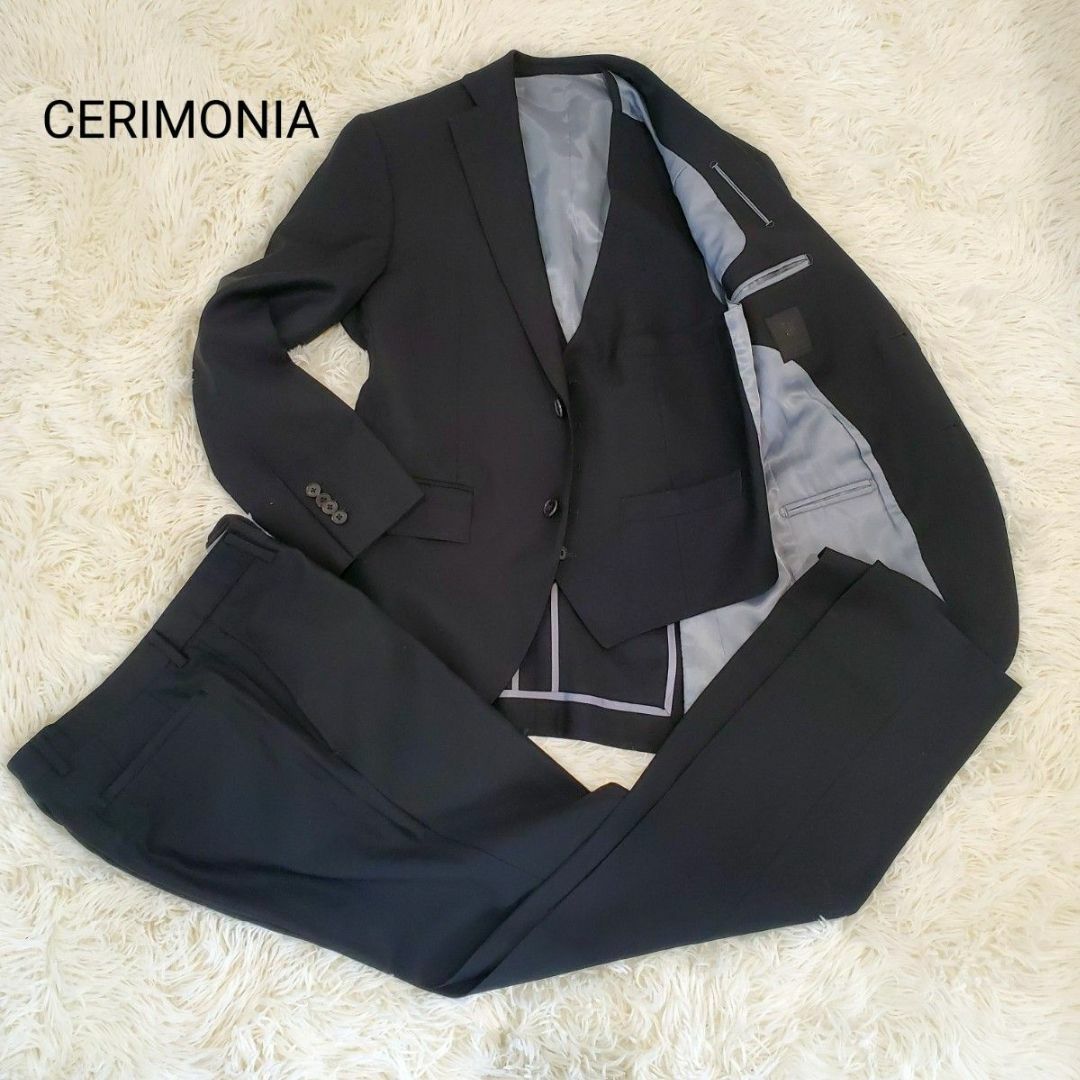 極美品 CERIMONIA チュルモニア スーツカンパニー 3ピース 黒 | フリマアプリ ラクマ