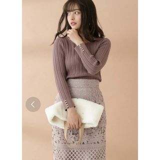 プロポーションボディドレッシング(PROPORTION BODY DRESSING)のPROPOTION BODY DRESSING 長袖パールニット ピンク(ニット/セーター)