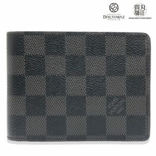 ルイヴィトン(LOUIS VUITTON)のルイヴィトン ポルトフォイユ・ミュルティプル ダミエ・グラフィット M62663 札入れ 小銭入れ無し 黒 コンパクト財布 メンズ LOUISVUITTON LV 二つ折り ミニ財布 UESD 【中古】【ブリルトワーゼ】【丸正質舗】【質屋】(M212175h)(折り財布)