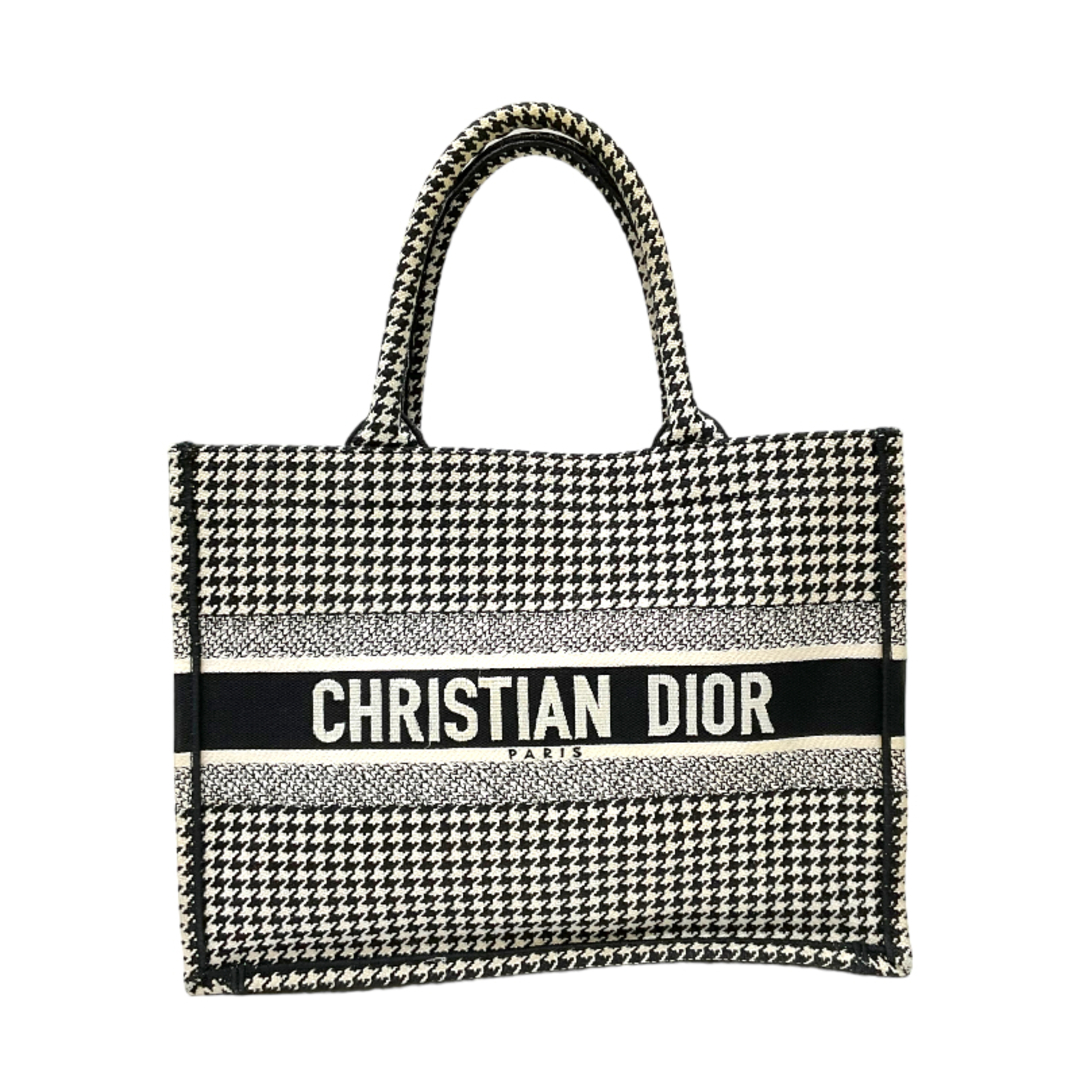 約165cm開閉式クリスチャン・ディオール Christian Dior ブックトート ミディアム M1296ZRPI ブラック×ホワイト キャンバス レディース トートバッグ