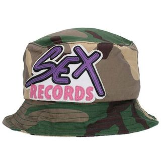 クロムハーツ(Chrome Hearts)のクロムハーツ  SEX RECORDS HAT カモフラ柄レザーパッチバケットハット メンズ L(ハット)