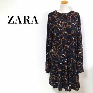 ザラ(ZARA)のZARA BASIC ザラベーシック ワンピース スカーフ柄 きれいめ(ひざ丈ワンピース)