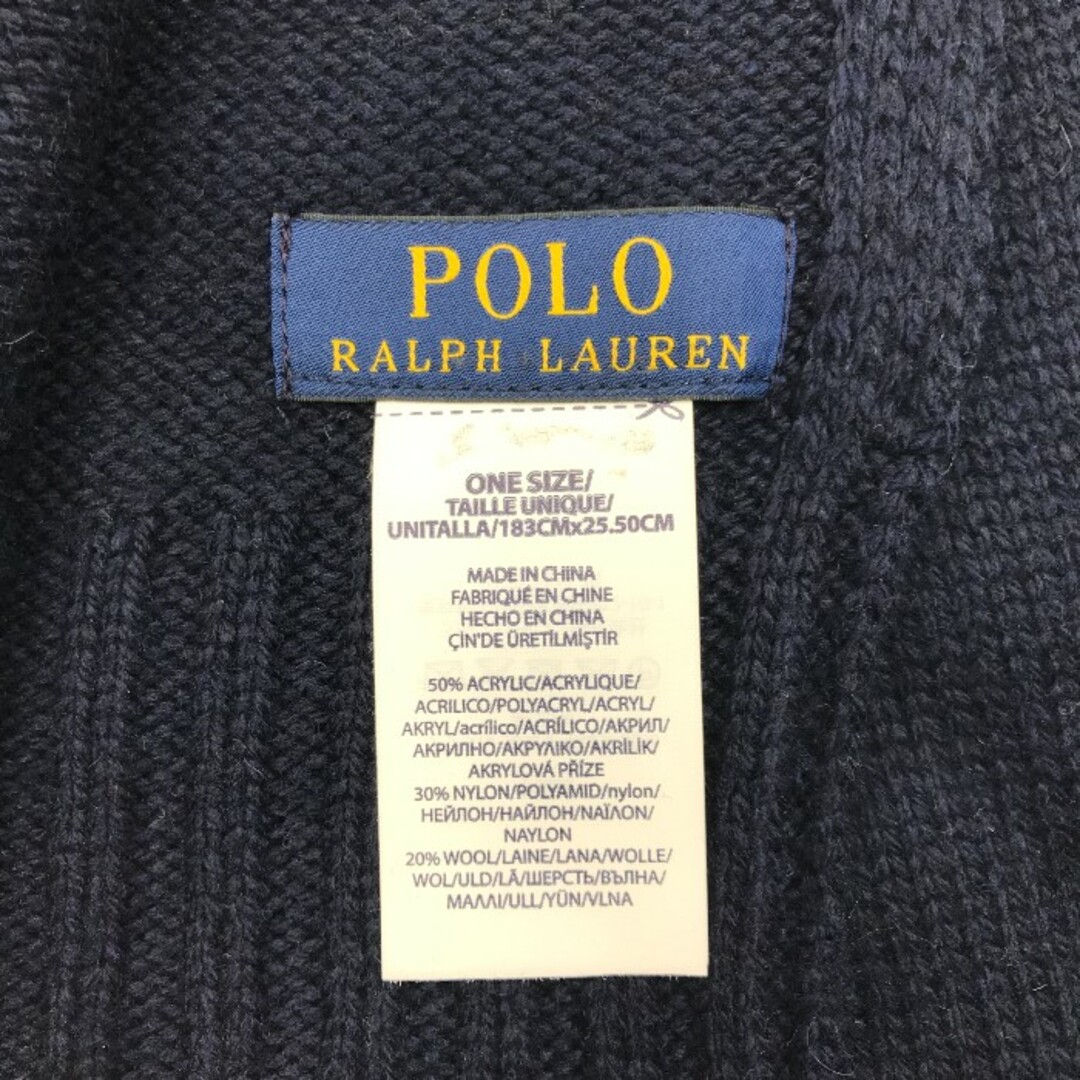 POLO RALPH LAUREN(ポロラルフローレン)のPOLO RALPH LAUREN ポロラルフローレン ポロベア マフラー 秋冬 ネイビー/イエロー レディース メンズ おしゃれ 中古 KW1 メンズのファッション小物(マフラー)の商品写真