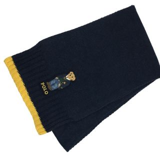 POLO RALPH LAUREN - POLO RALPH LAUREN ポロラルフローレン ポロベア マフラー 秋冬 ネイビー/イエロー レディース メンズ おしゃれ 中古 KW1