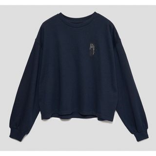 グラニフ(Design Tshirts Store graniph)のグラニフ　ネコカブリビューティフルシャドー　Lサイズ　スウェット　カットソー(トレーナー/スウェット)