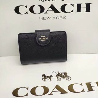 コーチ(COACH)のCOACHアウトレット二つ折り財布ブラック(折り財布)