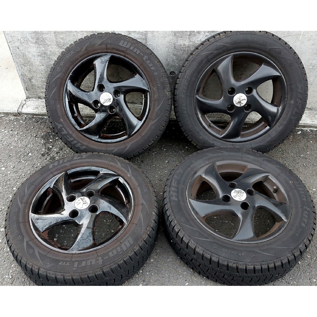 自動車☆15インチ【スタッドレスタイヤ付】195/60R15☆プジョー 純正ホイール