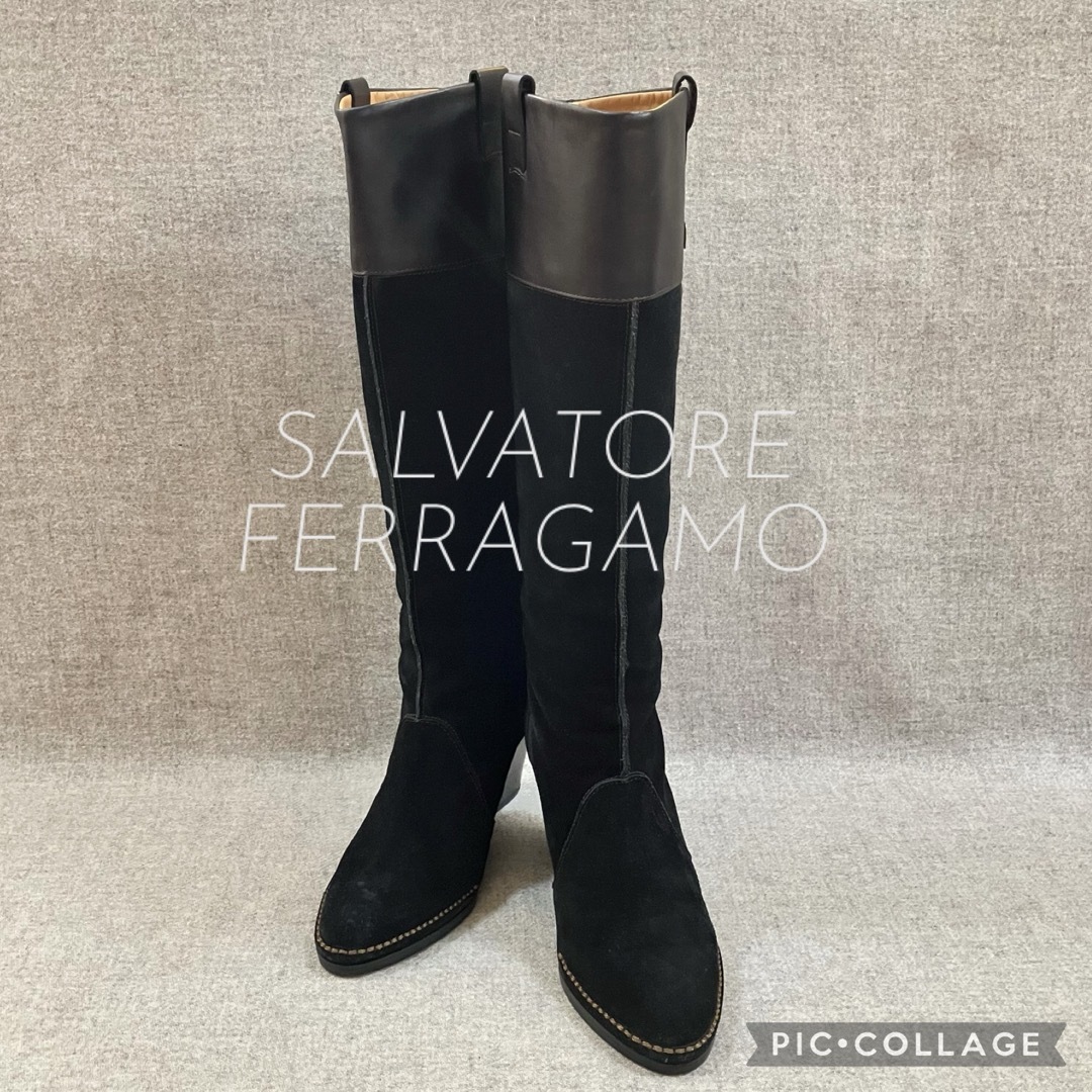 SALVATORE FERRAGAMO レザーロングブーツ イタリア | フリマアプリ ラクマ