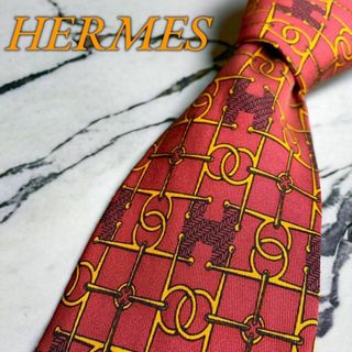 エルメス(Hermes)の【美品】HERMES ネクタイ シルク100% ファソネH 総柄(ネクタイ)