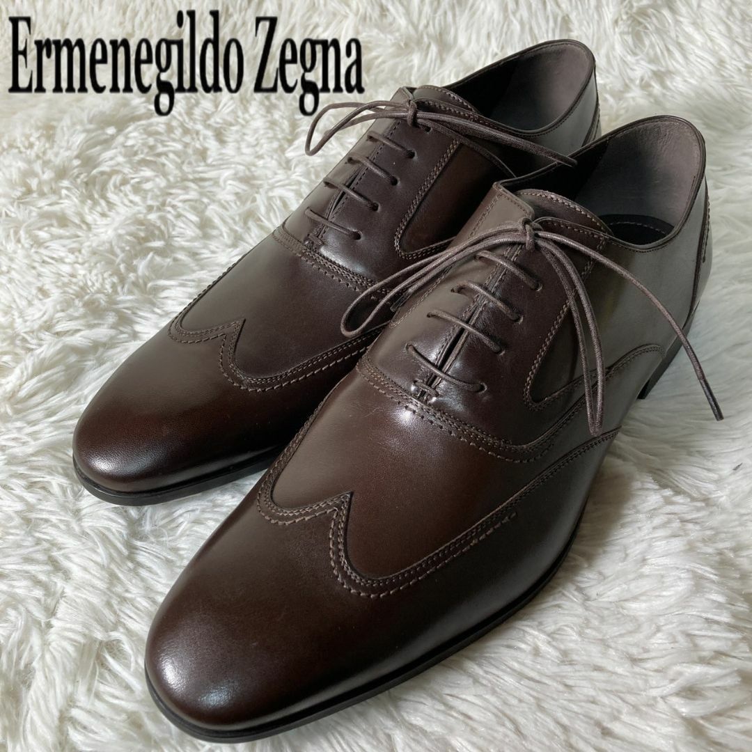 極美品 イタリア製 エルメネジルドゼニア ウイングチップ 革靴 7 1/2 | フリマアプリ ラクマ