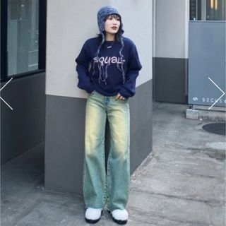 ラグアジェム(LAGUA GEM)のYARN DROOP ニット　ネイビー　moussy SLY エモダ (ニット/セーター)