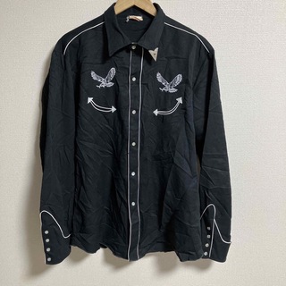 80s 90s ビンテージ　ブラックウエスタンシャツ　イーグル刺繍　ビックサイズ(シャツ)