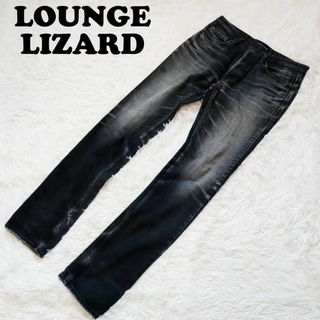 ラウンジリザード(LOUNGE LIZARD)のLOUNGE LIZARD ラウンジリザード デニムパンツ ダメージ加工ブラック(デニム/ジーンズ)