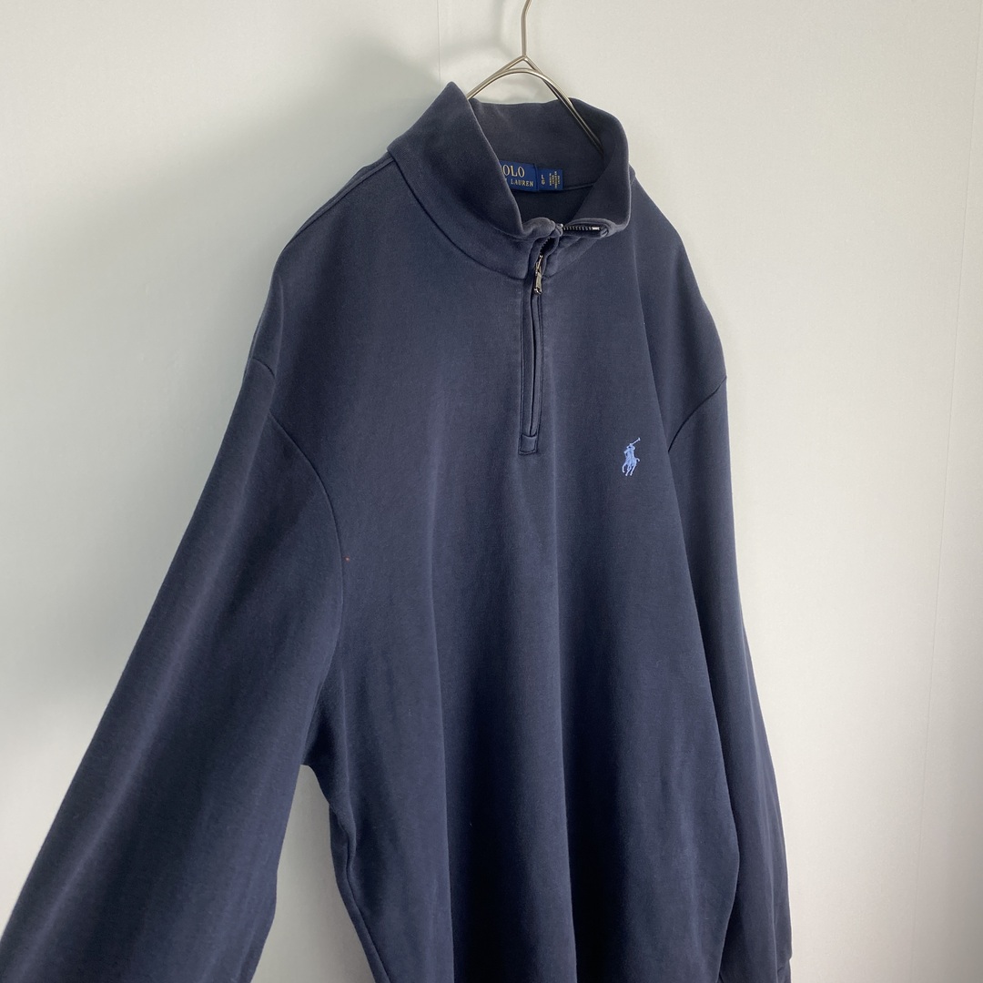 POLO RALPH LAUREN(ポロラルフローレン)の【長袖ポロシャツ　ハイネック　ハーフジップ　ネイビー　古着】 メンズのトップス(ポロシャツ)の商品写真