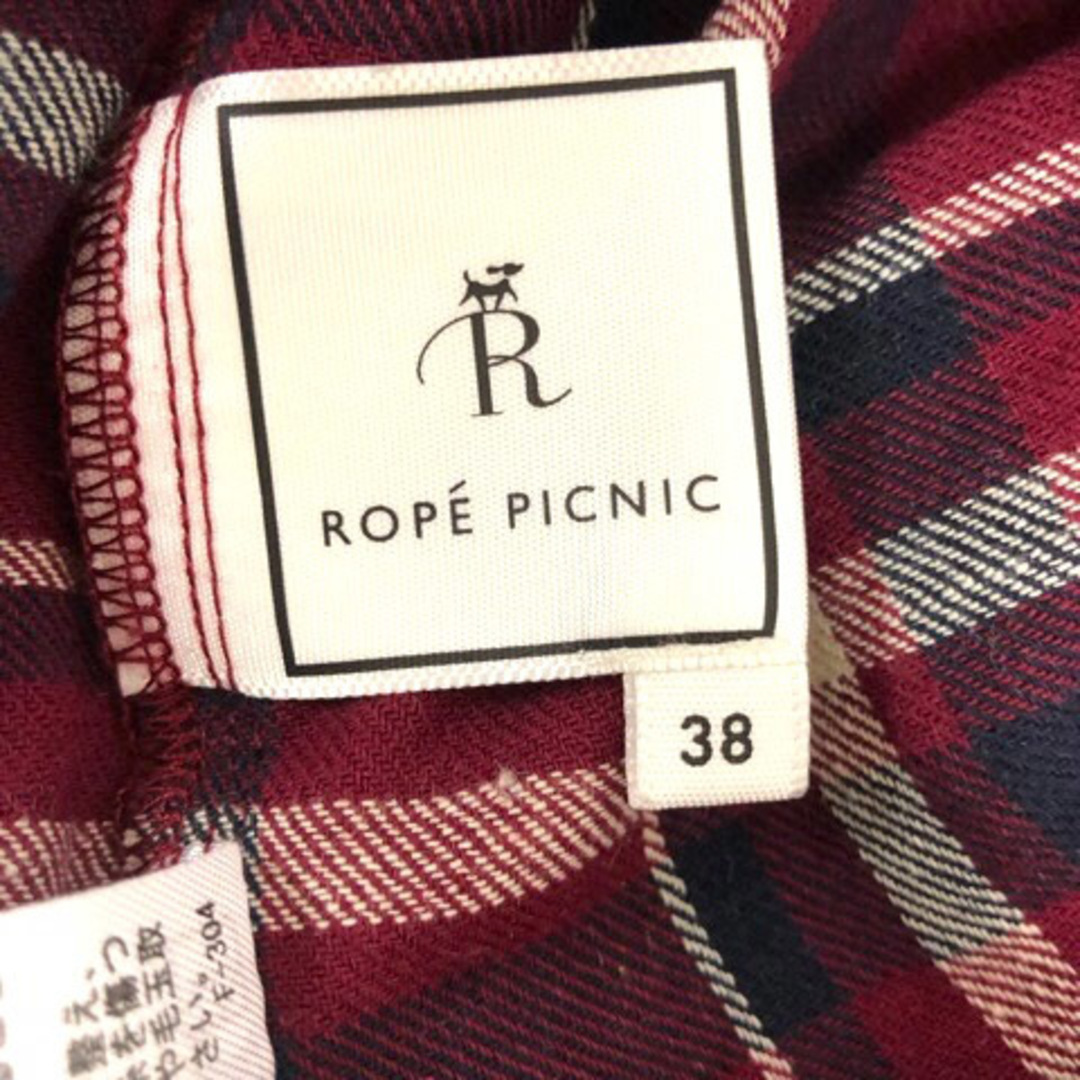 Rope' Picnic(ロペピクニック)のロペピクニック シャツ ブラウス コットン ギャザー チェック柄 長袖 38 赤 レディースのトップス(シャツ/ブラウス(長袖/七分))の商品写真