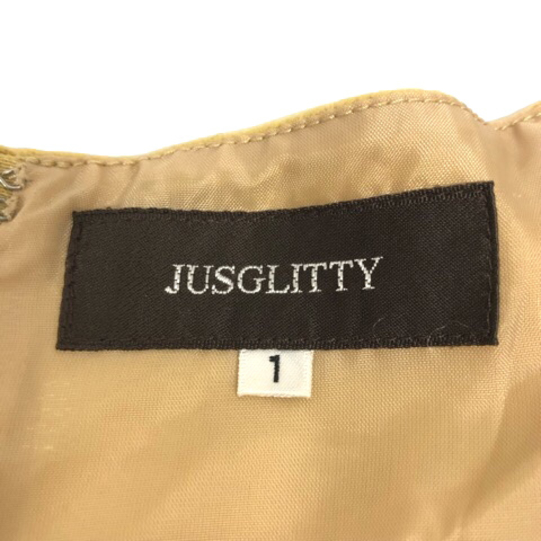 JUSGLITTY(ジャスグリッティー)のJUSGLITTY ワンピース ウール混 半袖 膝丈 無地 1 黄 イエロー レディースのワンピース(ひざ丈ワンピース)の商品写真