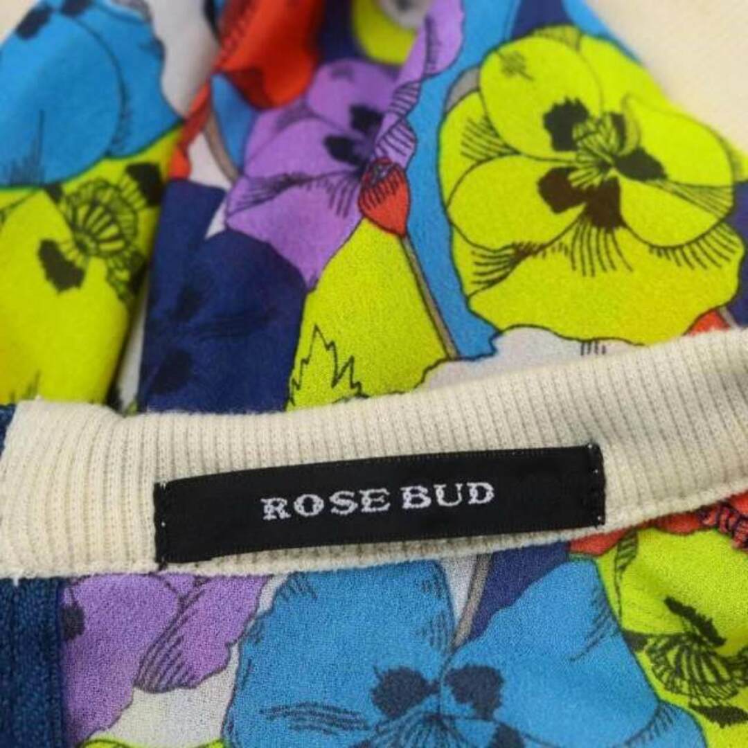 ROSE BUD(ローズバッド)のローズバッド フラワー タイト ワンピース 切替 膝丈 ノースリーブ F 紺 レディースのワンピース(ひざ丈ワンピース)の商品写真