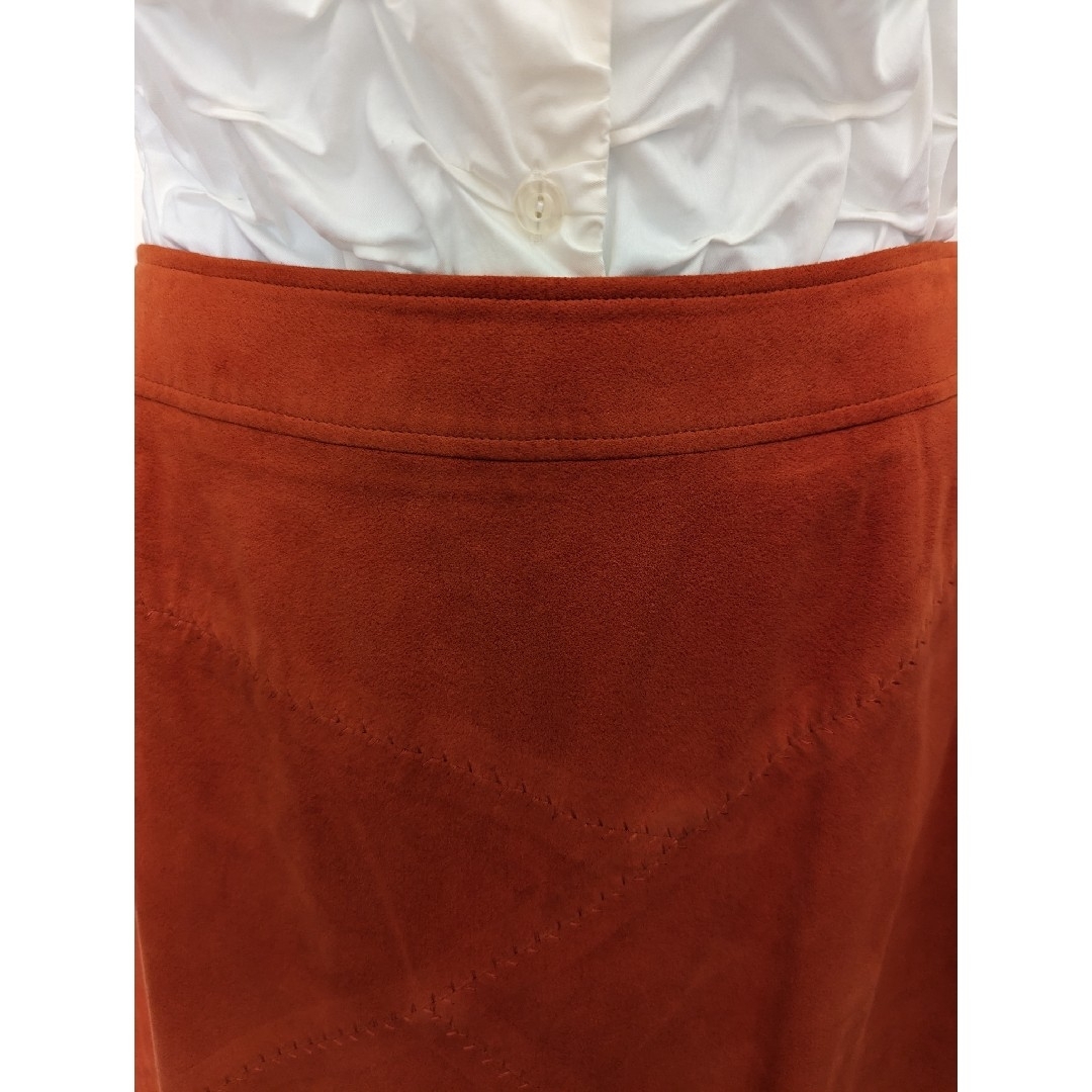 オレンジスエ−ド風フレアスカート レディースのスカート(ひざ丈スカート)の商品写真