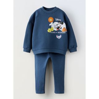 ザラキッズ(ZARA KIDS)のザラ ベビー ディズニー ミッキー セットアップ トレーナー レギンス(Tシャツ/カットソー)