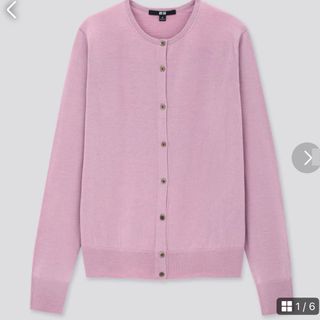 ユニクロ(UNIQLO)のUNIQLO ユニクロ　レディース　メリノウール　カーディガン　L 冬春　ピンク(カーディガン)