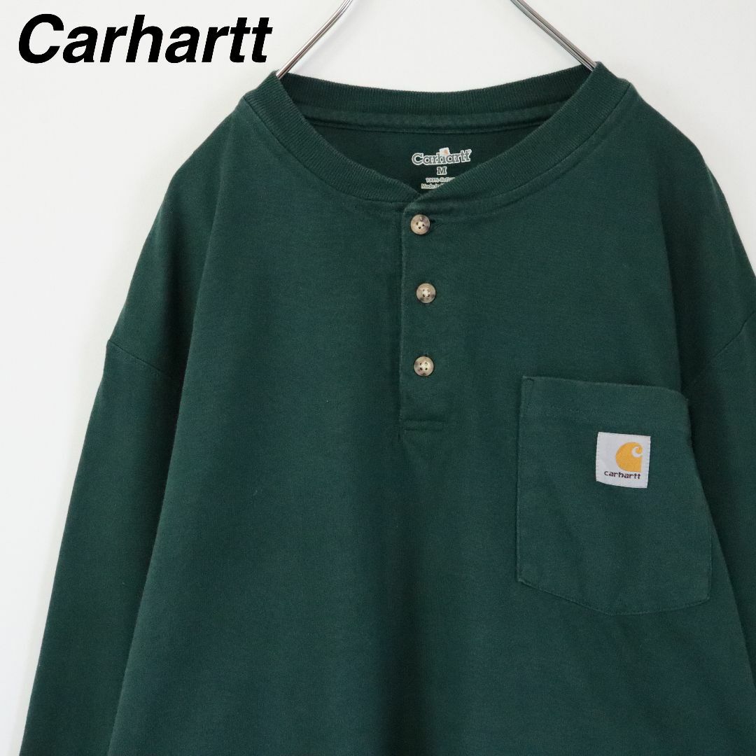 carhartt(カーハート)の【ヘンリーネック】カーハート／ロンT　ビッグサイズ　ワンポイントロゴ　USA規格 メンズのトップス(Tシャツ/カットソー(七分/長袖))の商品写真