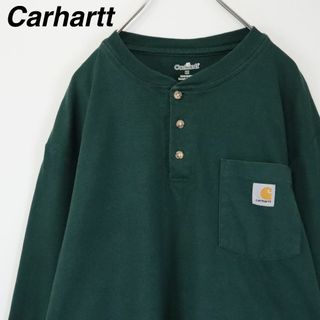 カーハート(carhartt)の【ヘンリーネック】カーハート／ロンT　ビッグサイズ　ワンポイントロゴ　USA規格(Tシャツ/カットソー(七分/長袖))