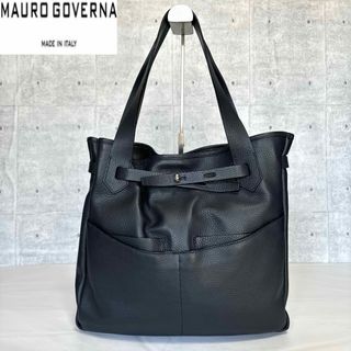 【美品 】MAURO GOVERNA BLACK トリヨンレザーA4トートバッグ(トートバッグ)