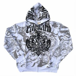 エコーアンリミテッド(ECKŌ UNLTD（ECKO UNLTD）)のECKO UNltd エンブレムロゴ ジップアップパーカー ホワイト XL(パーカー)