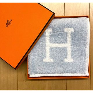 エルメス(Hermes)の【新品未使用】  紙タグ付 エルメス アヴァロン ハンカチ タオル ブルー H柄(ハンカチ)