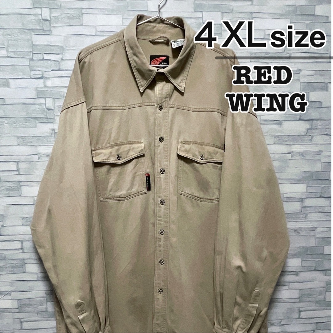 REDWING(レッドウィング)のRED WING　ワークシャツ　ジャケット　ベージュ　ロゴ　USA古着　90s メンズのトップス(シャツ)の商品写真