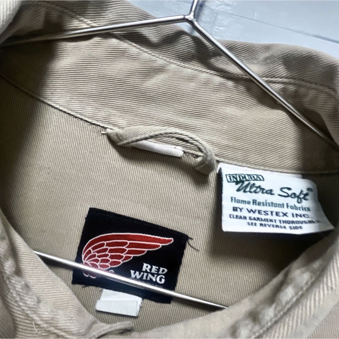 REDWING(レッドウィング)のRED WING　ワークシャツ　ジャケット　ベージュ　ロゴ　USA古着　90s メンズのトップス(シャツ)の商品写真