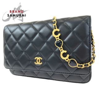 シャネル(CHANEL)の美品 CHANEL シャネル マトラッセ ココマーク ブラック 黒 ゴールド金具 ラムスキン AP3035 新型 チェーンウォレット ショルダーバッグ レディース 404728 【中古】(財布)