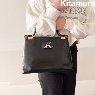 Kitamura - キタムラ ハンドバッグ トートバッグ ブラック ロゴ ...