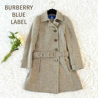 バーバリーブルーレーベル(BURBERRY BLUE LABEL)の☆BURBERRY BLUE LABEL☆ツイードベルト付きコート 茶 38(その他)