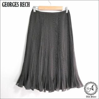 ジョルジュレッシュ(GEORGES RECH)のGEORGES RECH プリーツスカート ひざ丈 ドット フレア 日本製 S(ひざ丈スカート)