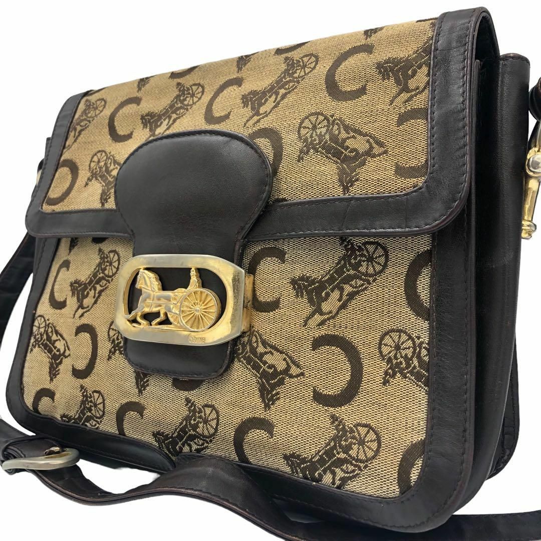 ✨希少・良品✨Celine ショルダーバッグ Cマカダム 馬車金具 レザー