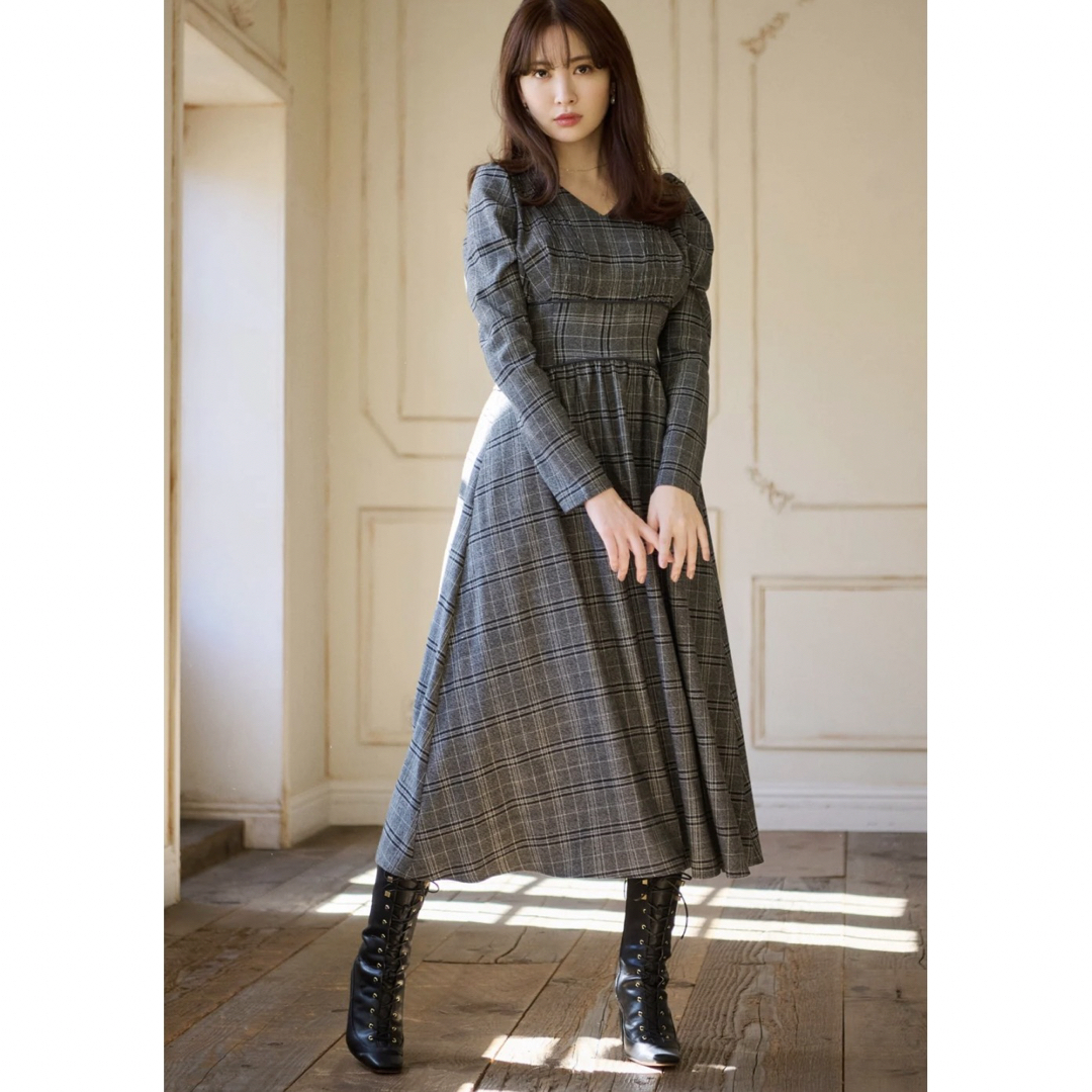 herlipto Galliera Plaid Long Dress