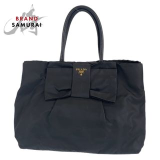 プラダ(PRADA)のPRADA プラダ テスート リボントート ブラック 黒 ゴールド金具 ナイロン BN1601 ハンドバッグ トートバッグ レディース 404497 【中古】(ハンドバッグ)