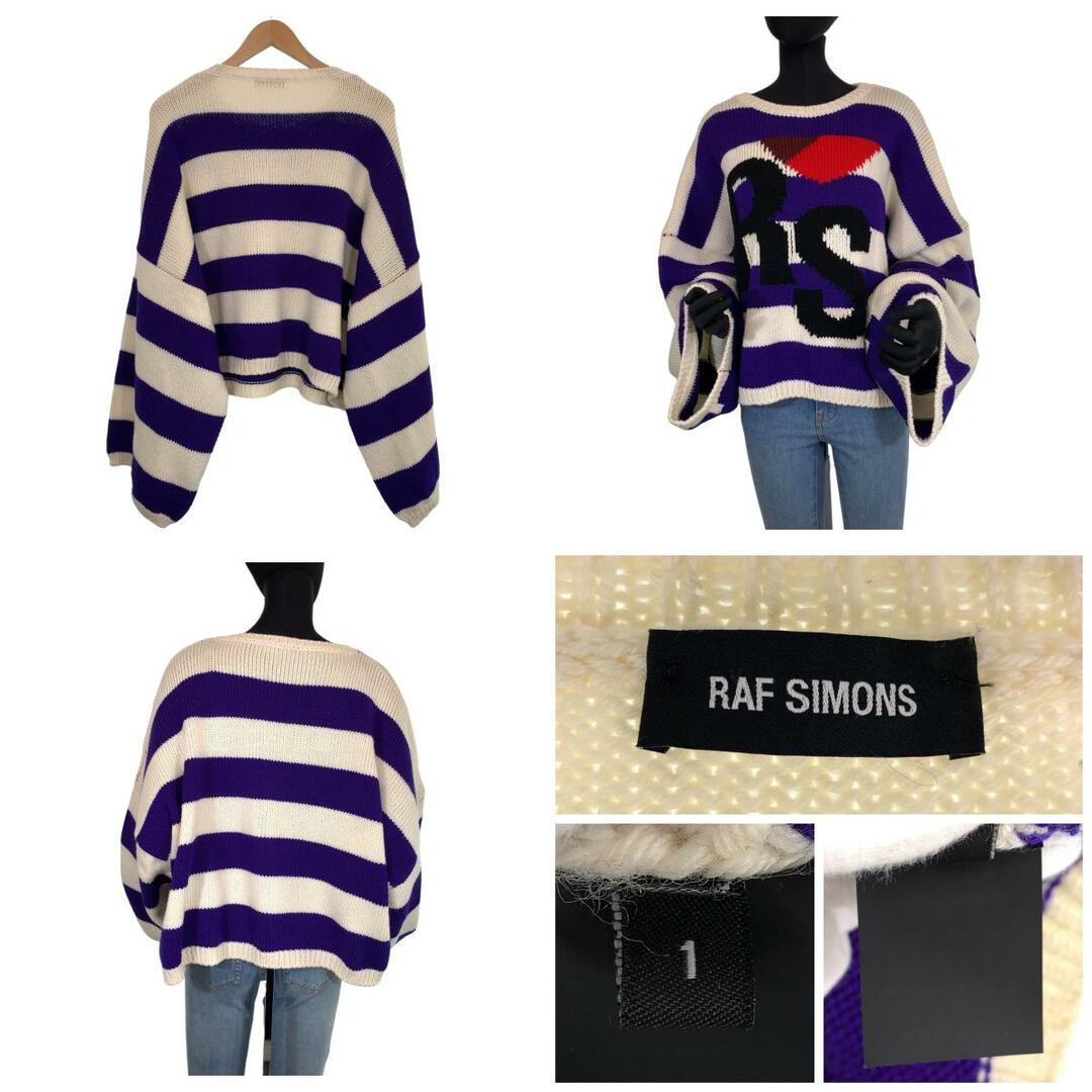 RAF SIMONS(ラフシモンズ)の美品 RAF SIMONS ラフシモンズ サイズ1 男女兼用 ホワイト 白 パープル 紫 ウール セーター ニット レディース 404465 【中古】 レディースのトップス(ニット/セーター)の商品写真