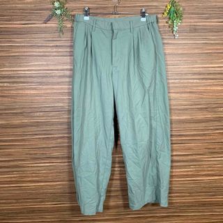 パンツ ズボン Mサイズ 緑 グリーン 無地 レーヨン メンズ(ワークパンツ/カーゴパンツ)
